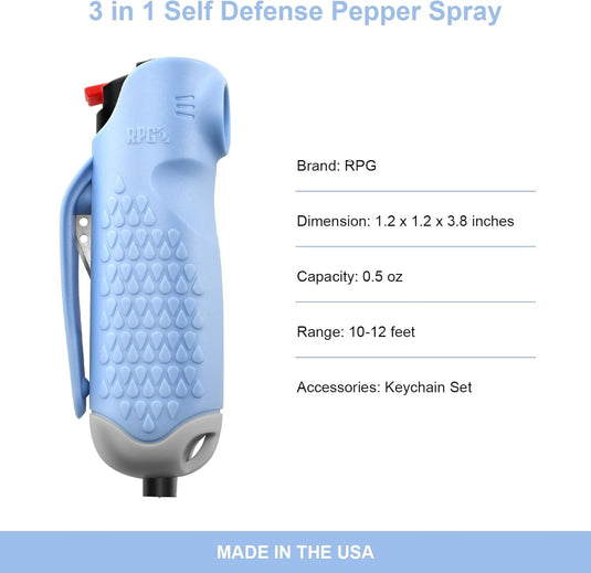 3-in-1 Self Defense Pepper Spray Keychain with Seat Belt Cutter & Window Breaker | Compact Emergency Safety Tool for Car & Everyday Carry