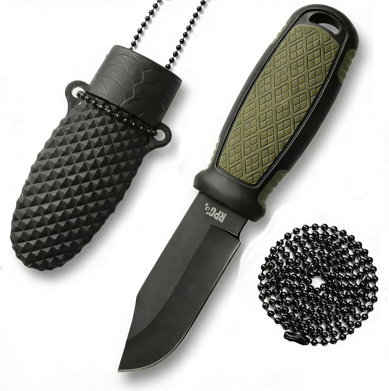 Load image into Gallery viewer, RPG 5.6” Mini Neck Knife with Sheath | Fixed Blade EDC Pocket Knife for Camping, Hiking &amp; Survival | Lightweight Stainless Steel Outdoor Utility Knife

