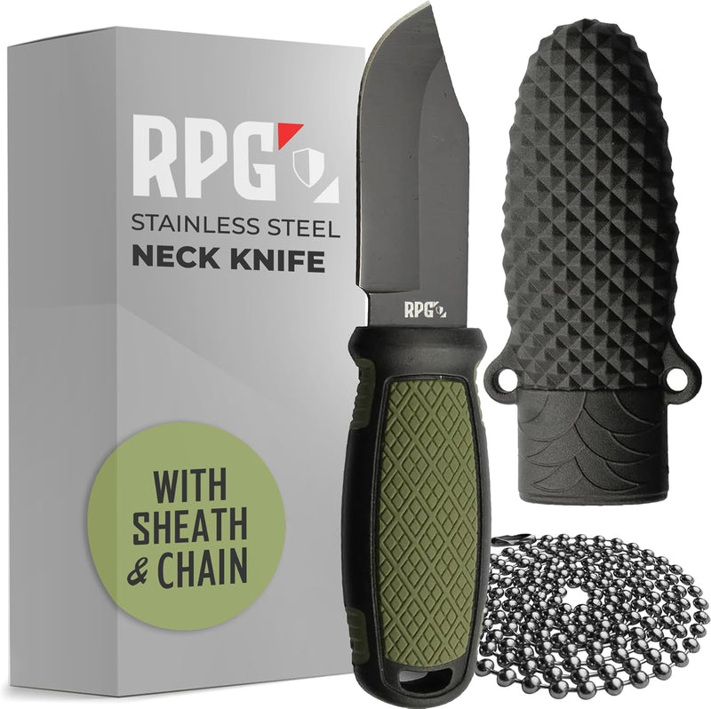 Load image into Gallery viewer, RPG 5.6” Mini Neck Knife with Sheath | Fixed Blade EDC Pocket Knife for Camping, Hiking &amp; Survival | Lightweight Stainless Steel Outdoor Utility Knife
