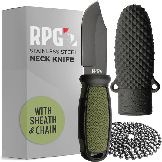 RPG 5.6” Mini Neck Knife with Sheath | Fixed Blade EDC Pocket Knife for Camping, Hiking & Survival | Lightweight Stainless Steel Outdoor Utility Knife