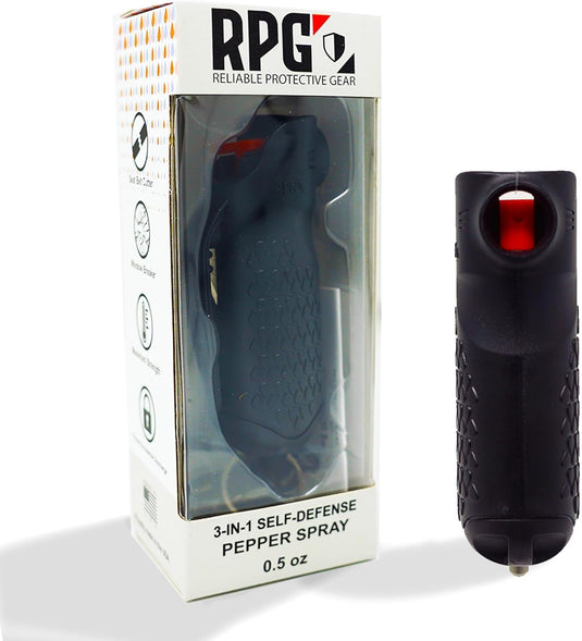 3-in-1 Self Defense Pepper Spray Keychain with Seat Belt Cutter & Window Breaker | Compact Emergency Safety Tool for Car & Everyday Carry