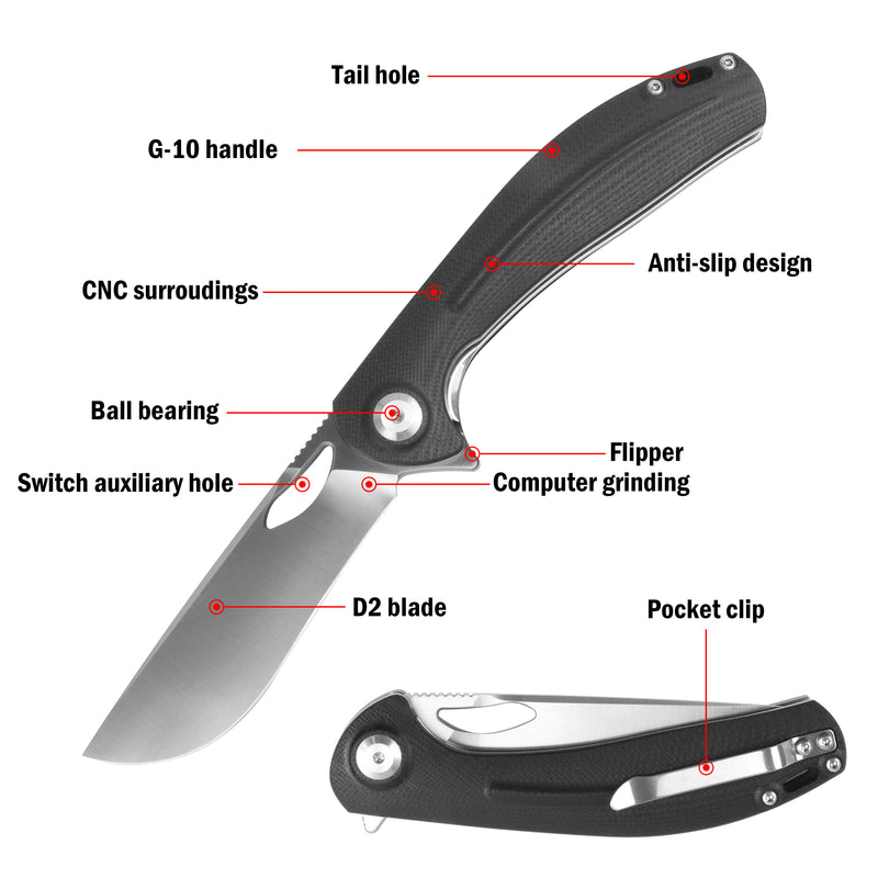 Load image into Gallery viewer, RPG - Cavalier Pocket Knife, Gentleman&#39;s Knife 3.5&quot; D2 Steel Blade
