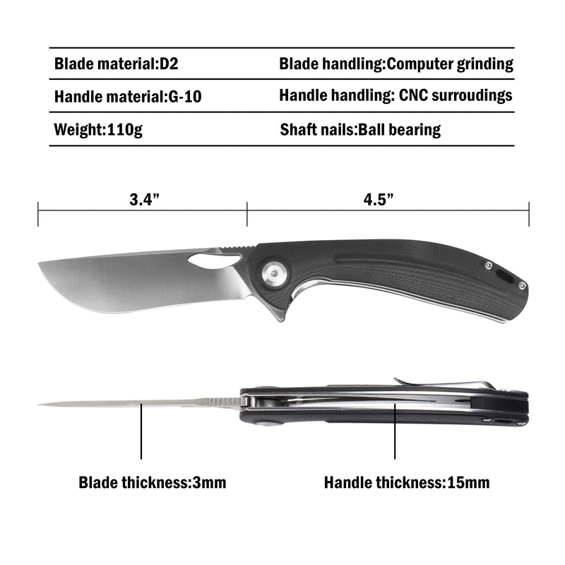 Load image into Gallery viewer, RPG - Cavalier Pocket Knife, Gentleman&#39;s Knife 3.5&quot; D2 Steel Blade
